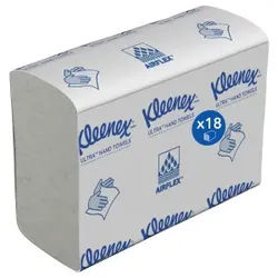 Kleenex® UltraTM Papierhandtücher, 2-lagig, Z-Falz, 24,1 x 19,1 cm, Cleveres Mehrfach-Design für ein reißfestes Entnehmen einzelner Papiertücher, 1 Karton = 18 Packungen à 150 Tücher