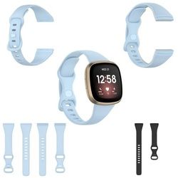 Wigento Smartwatch-Armband Für Fitbit Versa 4 / Versa 3 / Sense Kunststoff / Silikon Armband für Männer / Größe L Hellblau Uhr