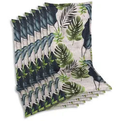 Xxxl Sesselauflagenset , Blau, Grün, Hellgrau , Textil , 6-teilig , Blätter , Füllung: Schaumstoff, Vlies , 50x7x108 cm , Oeko-Tex® Standard 100 , pflegeleicht, hochwertige Qualität, langlebig, für den Außenbereich geeignet, mittels Bändern zu befestigen, mittels Gurtband zu befestigen , Gartenmöbel, Gartenpolster & Auflagen, Sesselauflagen
