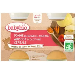 Babybio Pomme DE Nouvelle-Aquitaine Abricot D'occitanie Céréale ab 4 Monate