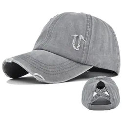 LuxusKollektion Baseball Cap Baseballkappe Damen Pferdeschwanz Sonnenhut Einheitsgröße 1 Grau