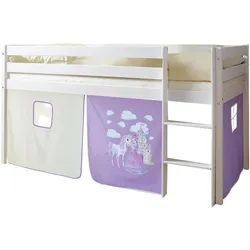 Mid.you Hochbett , Weiß, Flieder , Holz , Kiefer , vollmassiv , Höhe ca. 16 cm , seitenverkehrt montierbar , 90x200 cm , nur für Rollroste geeignet , Babymöbel & Kindermöbel, Kinderzimmer & Jugendzimmer, Kinderbetten, Hochbetten