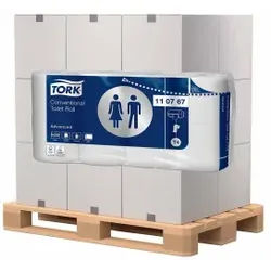 Tork Kleinrollen Toilettenpapier T4 Advanced, 2-lagig, weiß, Perforiert & mit Daunenprägung, weich, 1 Palette = 30 Pakete = 1920 Rollen zu je 250 Blatt