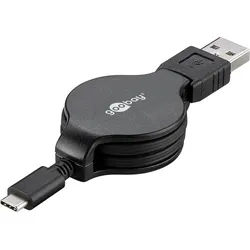Goobay USB-CTM Lade- und Synchronisationskabel, ausziehbar - für Geräte mit USB-CTM-Anschluss; Schwarz