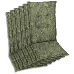 Xxxl Sesselauflagenset , Grün , Textil , 6-teilig , Blätter , Füllung: Schaumstoff, Vlies , 50x7x108 cm , Oeko-Tex® Standard 100 , pflegeleicht, hochwertige Qualität, langlebig, für den Außenbereich geeignet, mittels Bändern zu befestigen, mittels Gurtband zu befestigen , Gartenmöbel, Gartenpolster & Auflagen, Sesselauflagen