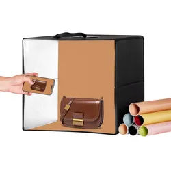 VEVOR Lichtbox für Fotostudios, 16 x 16 Zoll, 3000–5600 K, einstellbare 3 Farbtemperaturen, professionelles Aufnahmezelt-Set mit 120 LEDs, 6 doppelseitigen Farbhintergründen, hoher CRI ≥ 95 für kleine Produkte