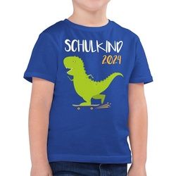 Shirtracer T-Shirt Schulkind 2024 - Dino mit Skateboard (1-tlg) Einschulung Junge Schulanfang Geschenke blau 104 (3/4 Jahre)