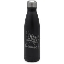 Edelstahl-Trinkflasche Mit Namen, 500 Ml, Schwarz (Motiv: Mrs. Always Right)