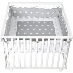 Roba Laufgitter 100x100, Little Stars , Weiß , Holzwerkstoff , Stern/Sternzeichen , Quadratisch , 94.5x72x94.5 cm , Babymöbel, Laufstall Baby