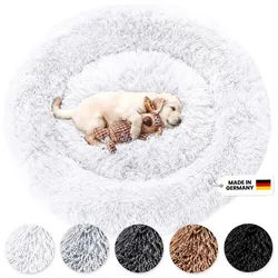 Wahre Tierliebe Tierbett - Flauschiges Hundebett Fluffy Wolke, Deutschlands Original, 100% Polyester, Made in Germany, Verschiedene Größen und Farben, waschbarer Bezug weiß 100 cm