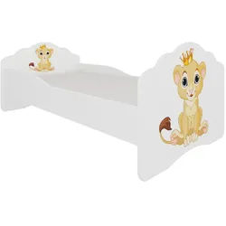 Feldmann-Wohnen Kinderbett Casimo weiß / Motiv Löwe 88 / 164 / 63cm , Weiß , Holzwerkstoff , Rechteckig , 70x140 cm , Babymöbel & Kindermöbel, Kinderzimmer & Jugendzimmer, Kinderbetten