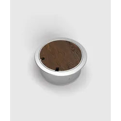 BS 9902A-2-3 Bodensteckdose, 2-fach, rund, aufliegender Deckel aus Aluminium, 1x Schutzkontakt-Steckdose, 1x RJ45 2-fach