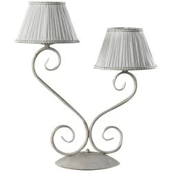 Tischleuchte , Perlmutt , Metall, Textil , rund , 30x60x45 cm , transportabel , Lampen & Leuchten, Leuchtenserien