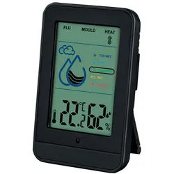 Miraval Klimamesser Miraval Raumklimastation Schwarz, (Inklusive Akku), Hygrometer, Thermometer, LED-Warnung, Lüftungsempfehlung schwarz