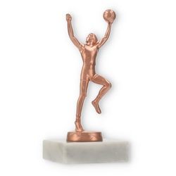 Pokal Metallfigur Basketballer bronze auf weißem Marmorsockel 14,8cm
