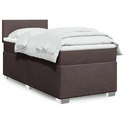 vidaXL Boxspringbett, Boxspringbett mit Matratze Dunkelbraun 90x190 cm Stoff