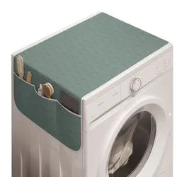 Abakuhaus Badorganizer Anti-Rutsch-Stoffabdeckung für Waschmaschine und Trockner, Abstrakt Concentric Triangles Kunst grün