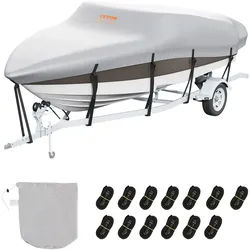 VEVOR Bootspersenning Abdeckplane Bootsplane, 518–579 cm Persenning Schlauchboot 600D Oxford-Gewebe Bootspersenning Abdeckung mit Aufbewahrungstasche 435 x 300 mm, Angelboot Bootsabdeckplane Grau