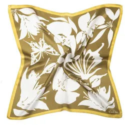 MayTree Seidentuch quadratisch Schmetterling und Sommerblüten 53x53, (Stück), 100% Maulbeerseide grün
