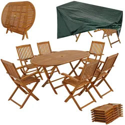 Garten-Sitzgruppe Boston 7-tlg Akazienholz + Abdeckplane