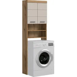 Mid.you Waschmaschinenschrank , Naturfarben, Kaschmir , Kunststoff , 63x191x34 cm , FSC Mix , Waschküche, Waschmaschinenschrank