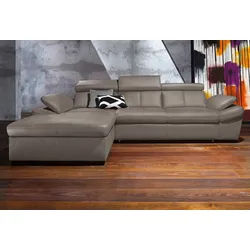 Ecksofa EXXPO - SOFA FASHION "Salerno, Funktionssofa, Breite 280cm, hoher Sitzkomfort, L-Form", grau (delfin), B:280cm H:77cm T:170cm, Microfaser-Primabelle (100% Polyester);NaturLEDER;Kunstleder;Lederfaserstoff;Luxus-Microfaser Lederoptik, Sofas, Ecksofa, inkl. Kopf- und Armteilverstellung, wahlweise mit Bettfunktion