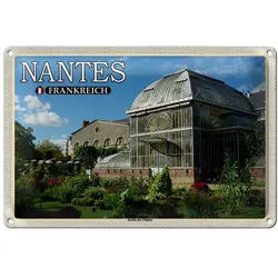 Roomando Metallschild Reise 18x12cm Nantes Frankreich Jardin des Plantes 18x12