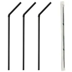 Papstar Pure Trinkhalme PLA, flexibel, Trinkhalm aus Bio-Kunststoff PLA, 24 cm, 1 Packung = 400 Stück