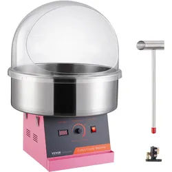 VEVOR Elektrische Zuckerwattemaschine, 1 kW Zuckerwattegeräte, Kommerzielle Zuckerwattemaschine mit Abdeckung, Edelstahlschüssel & Zuckerlöffel, für Kindergeburtstage zu Hause, Familienfeiern (Rosa)