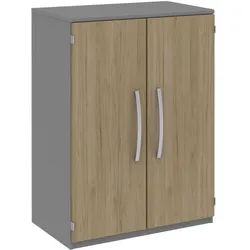Moderano Aktenschrank , Grau, Eichefarben , Holzwerkstoff , 2 Fächer , 80x111.7x43 cm , Made in Germany , Typenauswahl, Beimöbel erhältlich, in verschiedenen Größen erhältlich, in verschiedenen Holzdekoren erhältlich , Büromöbel, Büromöbel-Sets & Büromöbel-Serien, Büromöbelserien