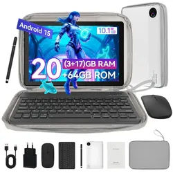 BUFO 10 Zoll 64 GB 1280x800 IPS Maus Tastatur Handschrift Stift Set Tablet (10", 64 GB, Android, WiFi, Dual-Kamera) grau|schwarz