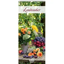 Wandkalender Landzauber 2027 Wandkalender 30x70 cm mit stimmungsvollen Garten- und weiß