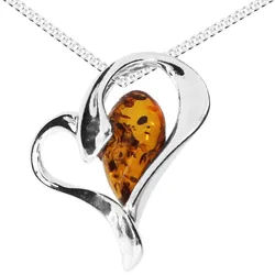 OSTSEE-SCHMUCK Kette mit Anhänger Ostsee-Schmuck Kette mit Anhänger Gleiter-Herz (2-tlg) silberfarben 50 cm