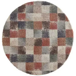 TaraCarpet Teppich Tara Carpet Berber Karo, rund, Höhe: 27 mm, rund bunt rund | 240 cm x 240 cm x 27 mm