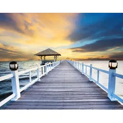 Papermoon Fototapete Steg im Wasser bunt 2,5 m x 1,86 m