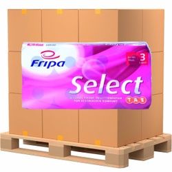 Fripa Select TAE Toilettenpapier, 3-lagig, 100 % Zellstoff, hochweiß, 1 Palette = 22 Pakete = 132 Packungen = 1.056 Rollen