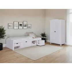 Mid.you Einzelzimmer , Weiß , Holz , Kiefer , massiv,teilmassiv , 4 Fächer , Lattenrost , Schlafzimmer, Komplette Schlafzimmer und Serien, Schlafzimmerserien