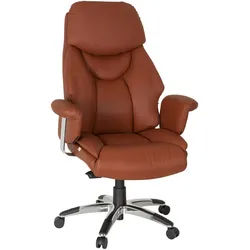 Mid.you Chefsessel , Braun , Kunststoff, Textil , Drehkreuz , 63x140x52 cm , Wippmechanik mit Härtegradeinstellung, Sitzfläche 360° drehbar , Büromöbel, Bürostühle, Chefsessel