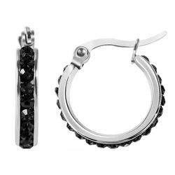 Adelia ́s Paar Creolen Damen Creolen aus Edelstahl und Strass silberfarben