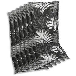 Xxxl Sesselauflagenset , Grau, Schwarz, Weiß , Textil , 6-teilig , Blätter , Füllung: Schaumstoff, Vlies , 50x7x120 cm , Oeko-Tex® Standard 100 , pflegeleicht, hochwertige Qualität, langlebig, für den Außenbereich geeignet, mittels Bändern zu befestigen, mittels Gurtband zu befestigen , Gartenmöbel, Gartenpolster & Auflagen, Sesselauflagen