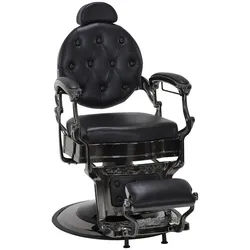 Barberpub Stuhl Barberpub Friseurstuhl hydraulische Friseursessel 2933, Kunstleder, 360 ° drehbar, Retro/Vintage Stil schwarz