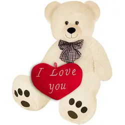 Plüschtier Teddybär Weiß 150cm inkl Herzkissen