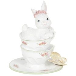 Clayre & Eef Osterhase Clayre & Eef Dekoration Kaninchen in Tasse 12x12x15 cm Mehrfarbig