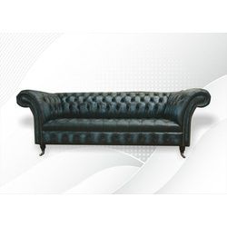 JVmoebel Chesterfield-Sofa, Chesterfield 3 Sitzer Sofa Design Sofa Couch 225 cm schwarz