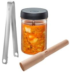 GEFU Fermentationsglas Fermentier Starter Set NATIVO 4 Teilig Transparent