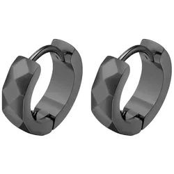Order & Smile Schmuck Klappcreolen Herren Creolen Edelstahl Ohrringe mit Facetten schwarz