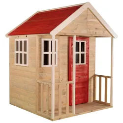 Spielhaus , Naturfarben, Rot , Holz , Kiefer , 120x155x120 cm , Freizeit & Co, Gartenspielzeug, Spielhäuser