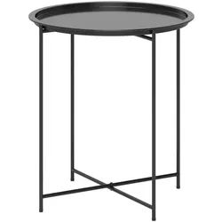 Outsunny Beistelltisch klappbar Ø46 x 50 cm Rund wetterfest Balkontisch , Schwarz , Metall , 46x50x46 cm , Gartenmöbel, Gartentische, Beistelltische outdoor