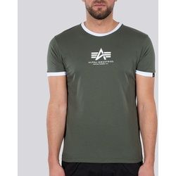 Alpha Industries Basic T Contrast ML T-Shirt, grün, Größe M für Männer