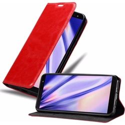 Cadorabo Book Invisible Magnet Cover (Galaxy J6 (2018)), Smartphone Hülle, Rot